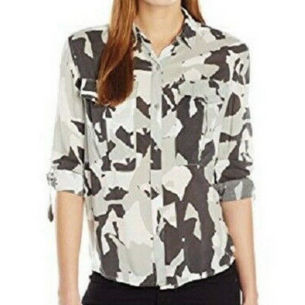 Calvin Klein Utility Button Down Top Shutter Leaf… - image 1